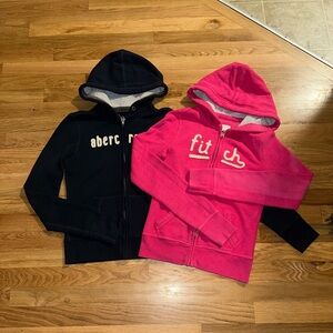 Abercrombie & Fitch Two Girls Logo Zip Hoodies sz L